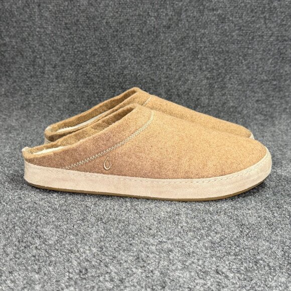 OluKai Hamani Hulu Mule slippers Men\'s Size 10 Oatmeal Wool Slip On House Shoes main image 7